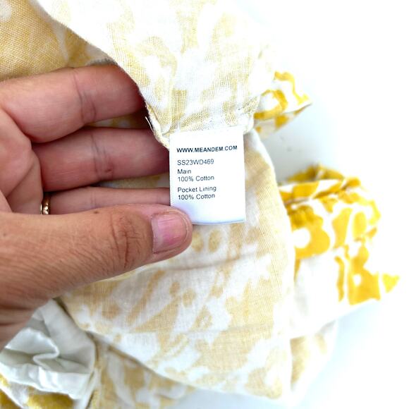 ME+EM Yellow Paisley Print Cheesecloth Frill Swing Dress Size 10 Ruffle Sundress - Picture 11 of 12